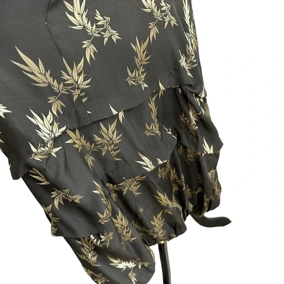 Sue Wong Womens Floral Balloon Tiered Maxi Dress Sz Small Green Gold Sleeveless - Picture 7 of 12